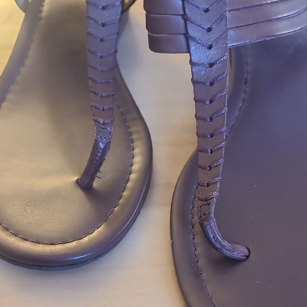 Franco Sarto Brown Braided Strap Sandals - Picture 3 of 7